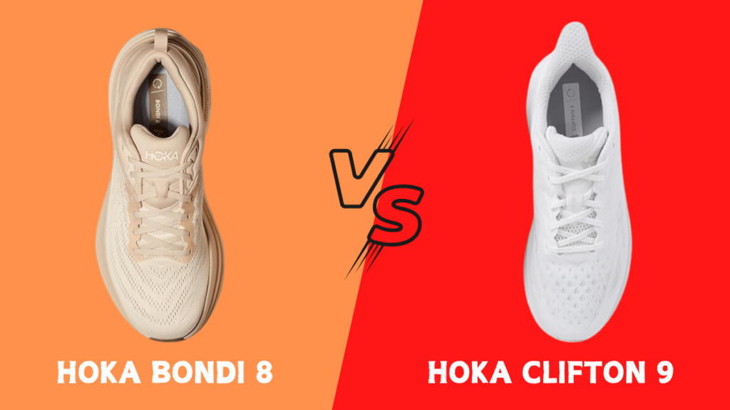 Hoka Bondi 8 vs Clifton 9 view from above