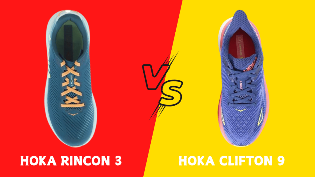 top view of Hoka Rincon 3 vs Clifton 9