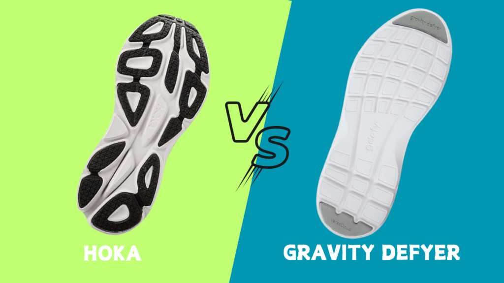 Sole of Hoka and Gravity Defyer