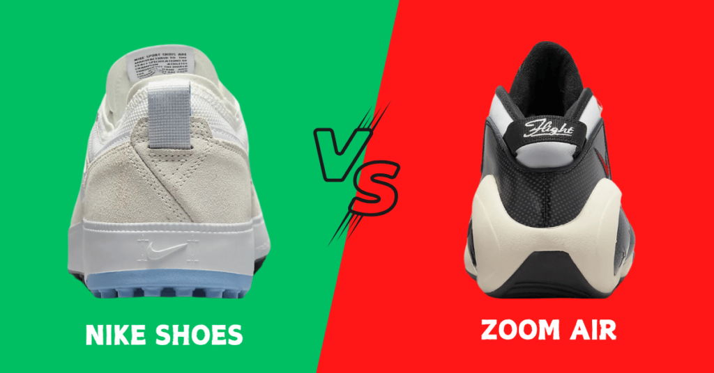 backside of Nike Shoes vs Zoom Air