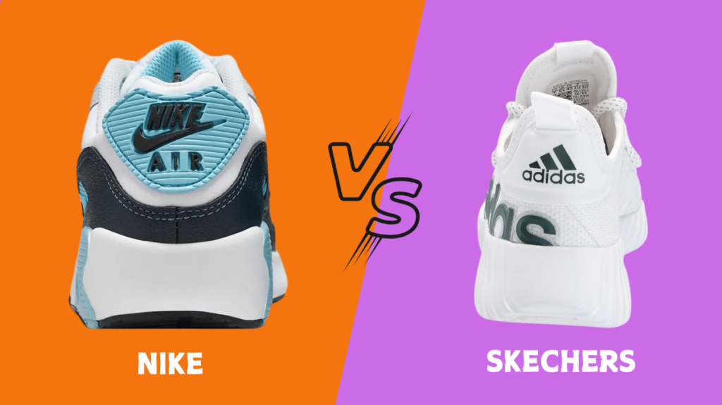 Nike and Skechers Shoes backside comparison