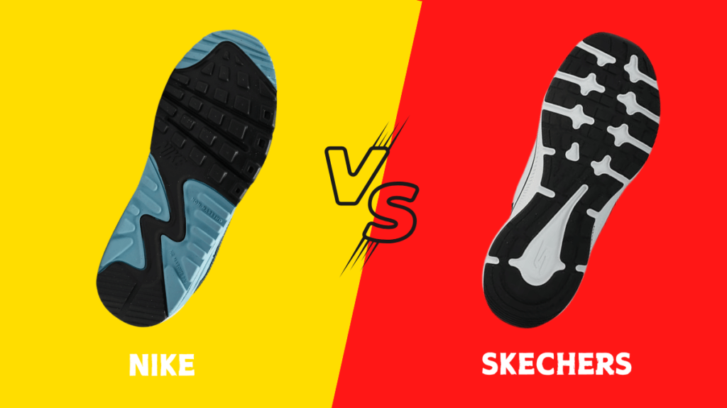 soles of Nike vs Skechers Shoes