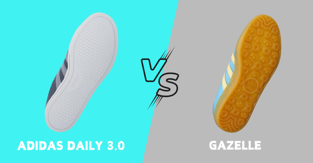 soles of Adidas Daily 3.0 vs Gazelle 