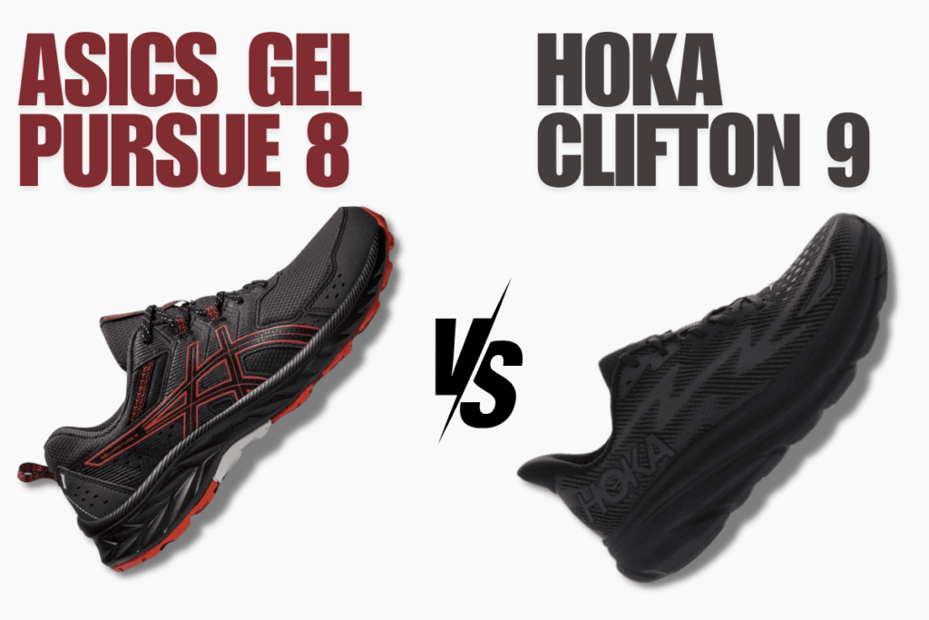 HOKA Clifton 9 and ASICS Gel Pursue 8 shoes comparison